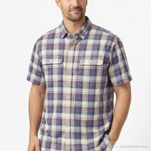 Tommy Bahama XL Multicolor Plaid Silk Cotton Short Sleeve Shirt